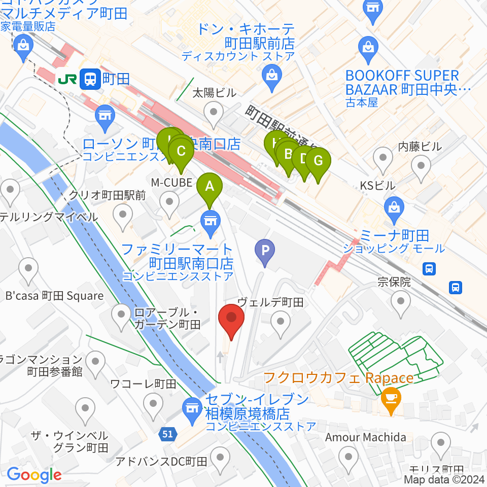 YOKOTA BASE STUDIO周辺のファミレス・ファーストフード一覧地図