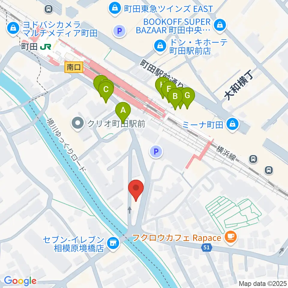 YOKOTA BASE STUDIO周辺のファミレス・ファーストフード一覧地図