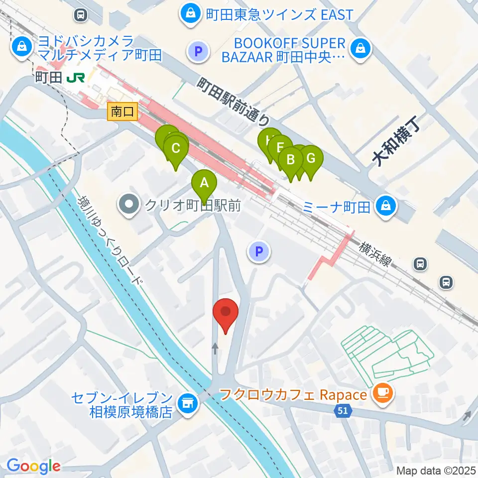 YOKOTA BASE STUDIO周辺のファミレス・ファーストフード一覧地図