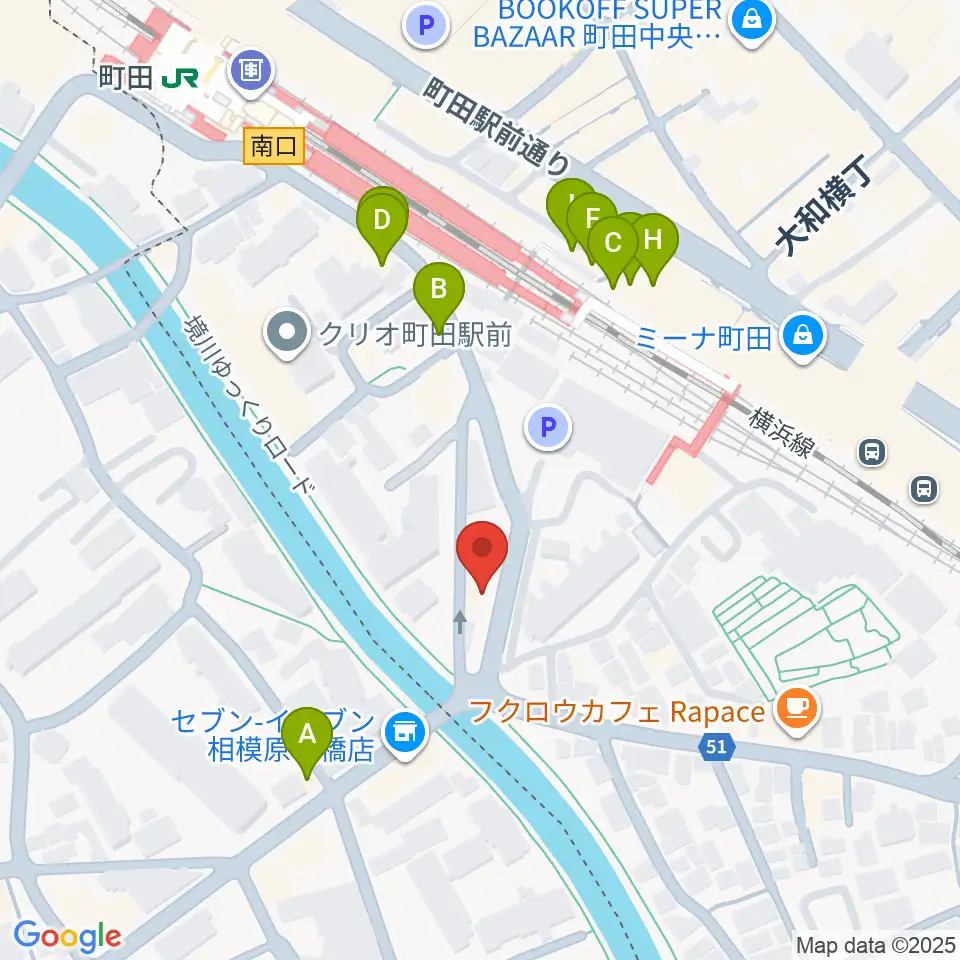 YOKOTA BASE STUDIO周辺のファミレス・ファーストフード一覧地図
