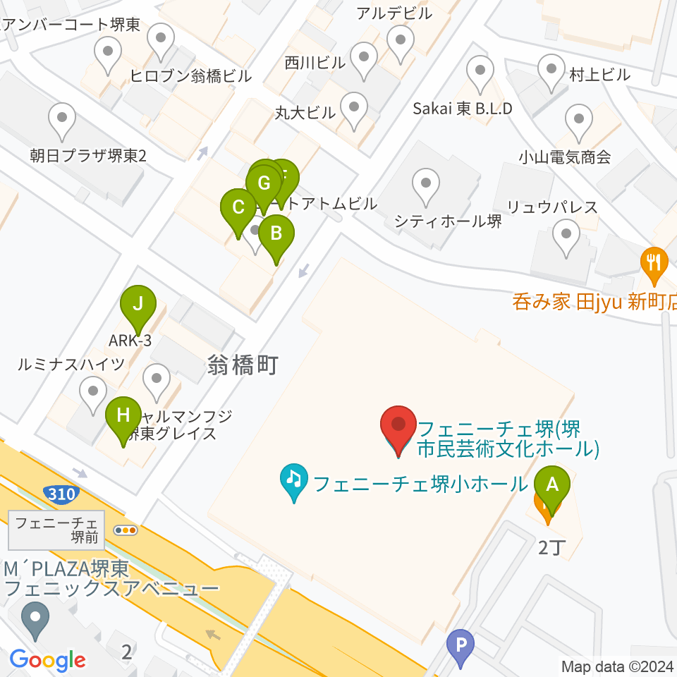 フェニーチェ堺周辺のファミレス・ファーストフード一覧地図