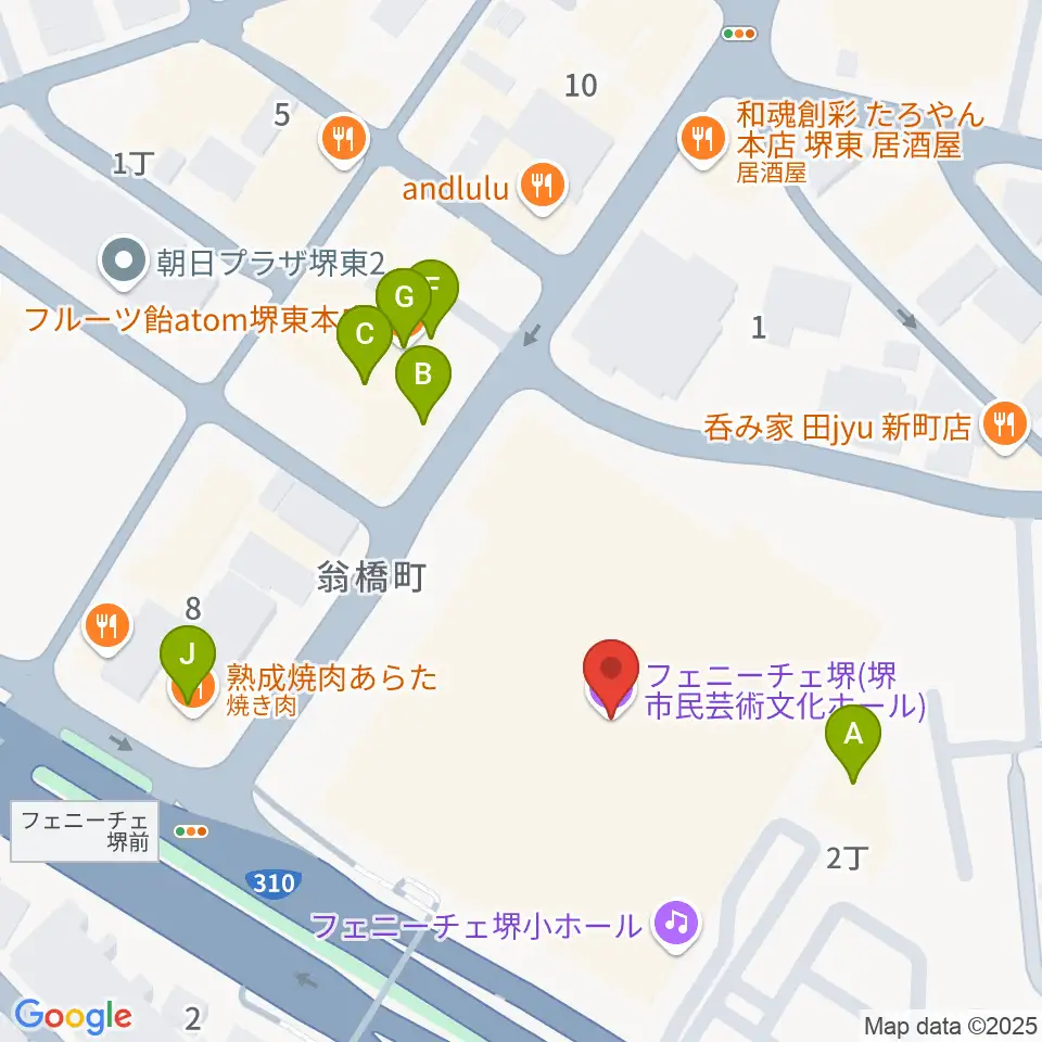 フェニーチェ堺周辺のファミレス・ファーストフード一覧地図