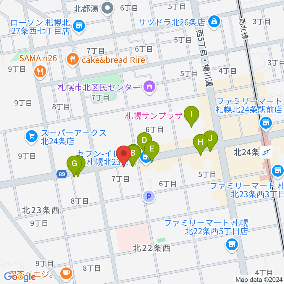 ジングルホール周辺のファミレス・ファーストフード一覧地図