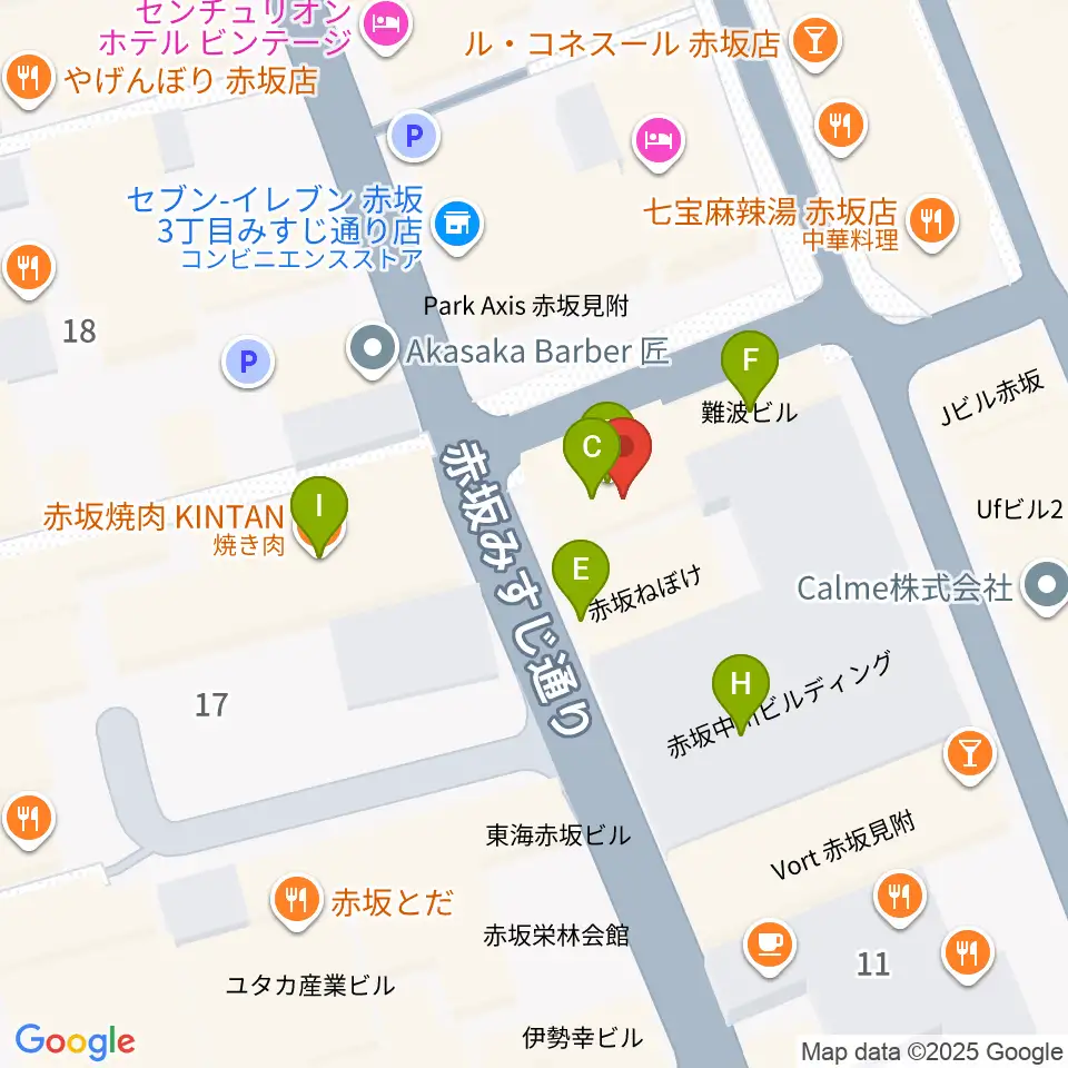 赤坂STAGE-1周辺のファミレス・ファーストフード一覧地図