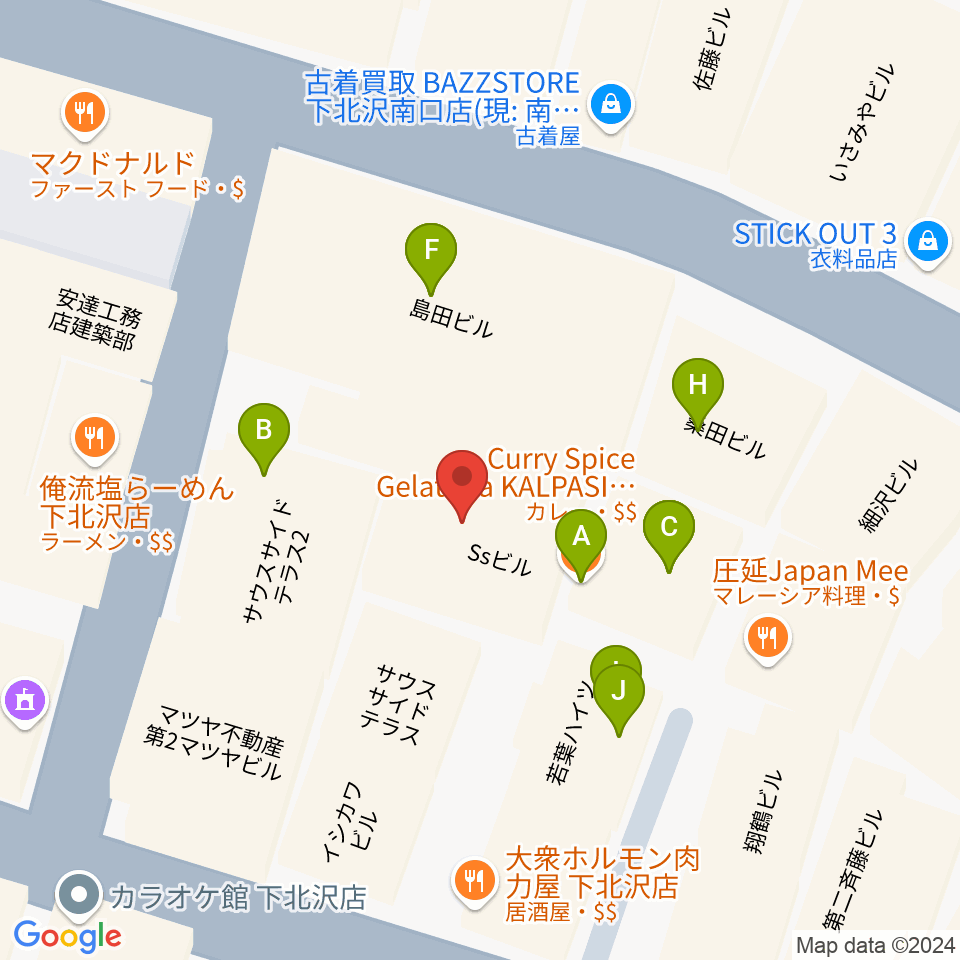 LANDRUTH ランドルース周辺のファミレス・ファーストフード一覧地図