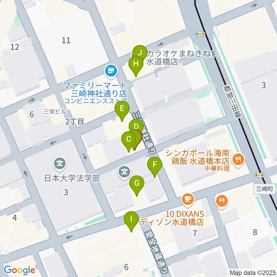 アクアダクトスタジオ周辺のファミレス・ファーストフード一覧地図