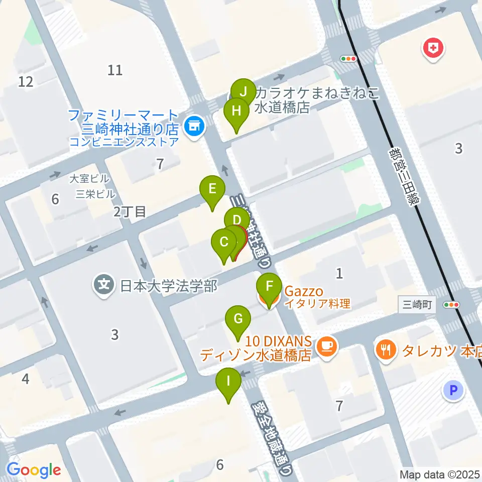 アクアダクトスタジオ周辺のファミレス・ファーストフード一覧地図