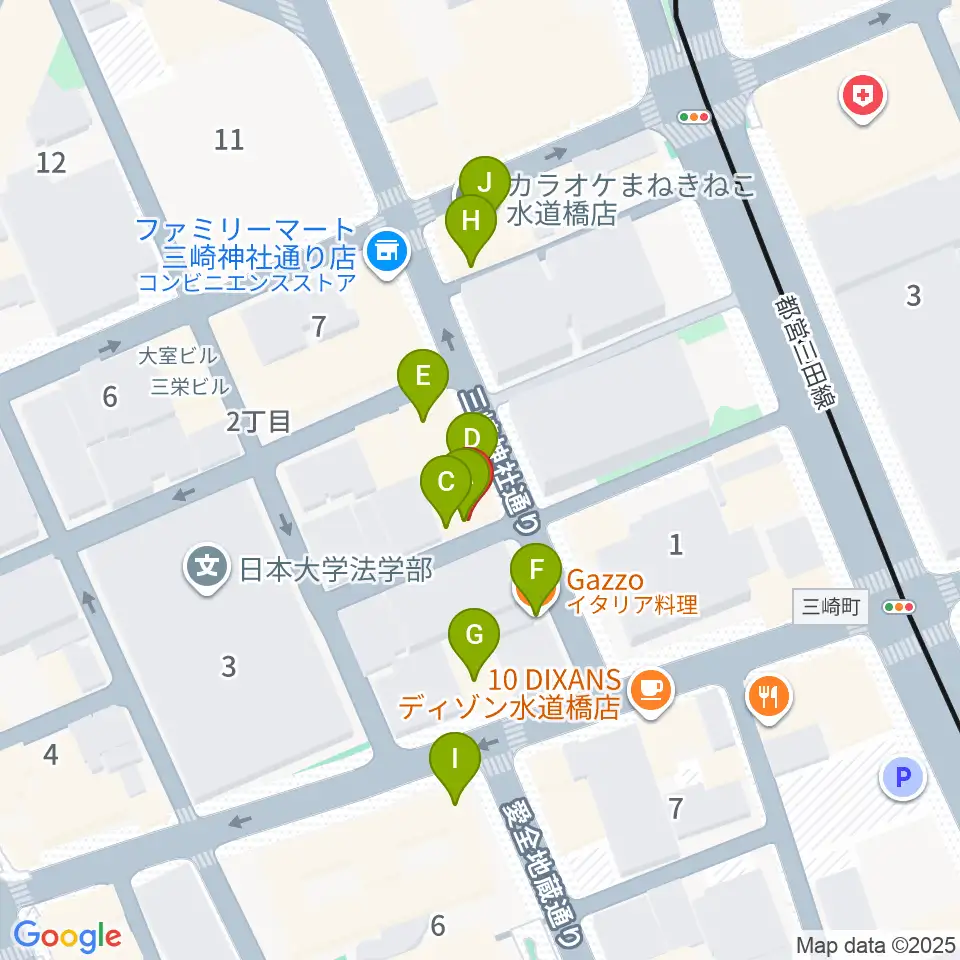 アクアダクトスタジオ周辺のファミレス・ファーストフード一覧地図