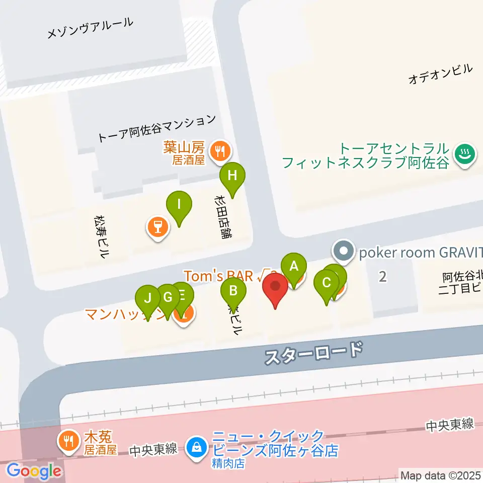 阿佐ヶ谷マンハッタン周辺のファミレス・ファーストフード一覧地図