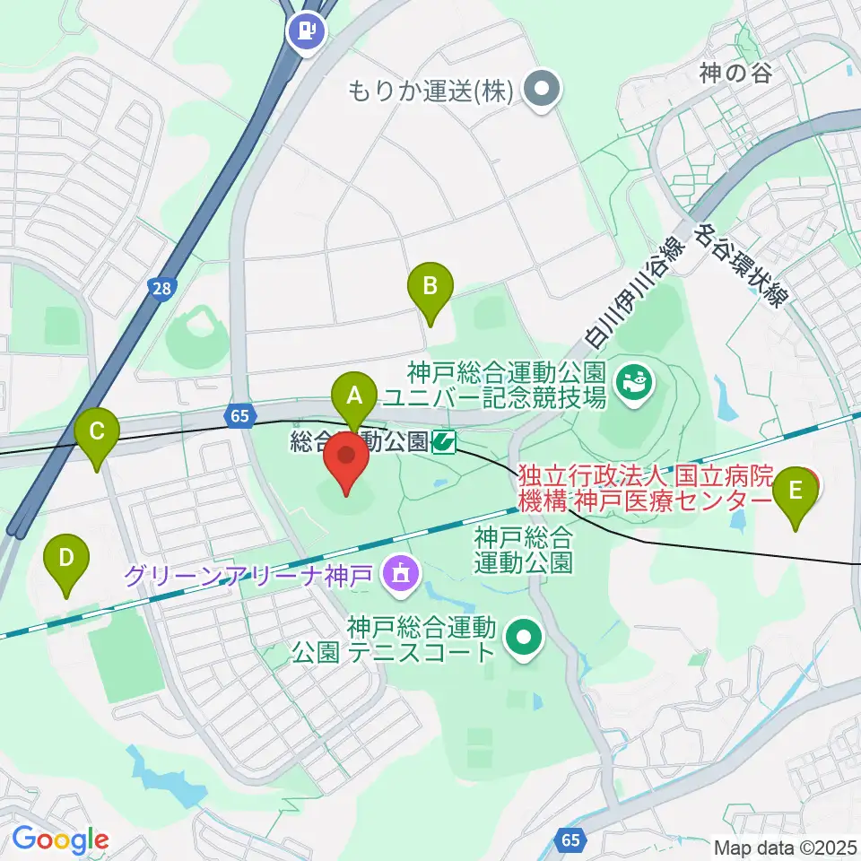ほっともっとフィールド神戸周辺のファミレス・ファーストフード一覧地図