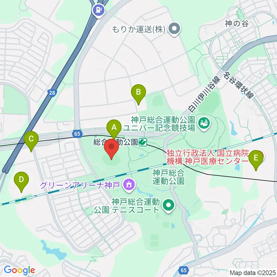 ほっともっとフィールド神戸周辺のファミレス・ファーストフード一覧地図