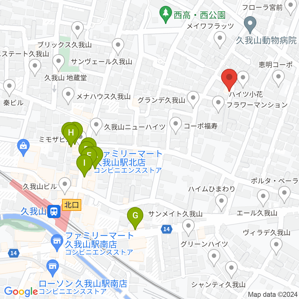 A-durバイオリン・チェロ教室周辺のファミレス・ファーストフード一覧地図