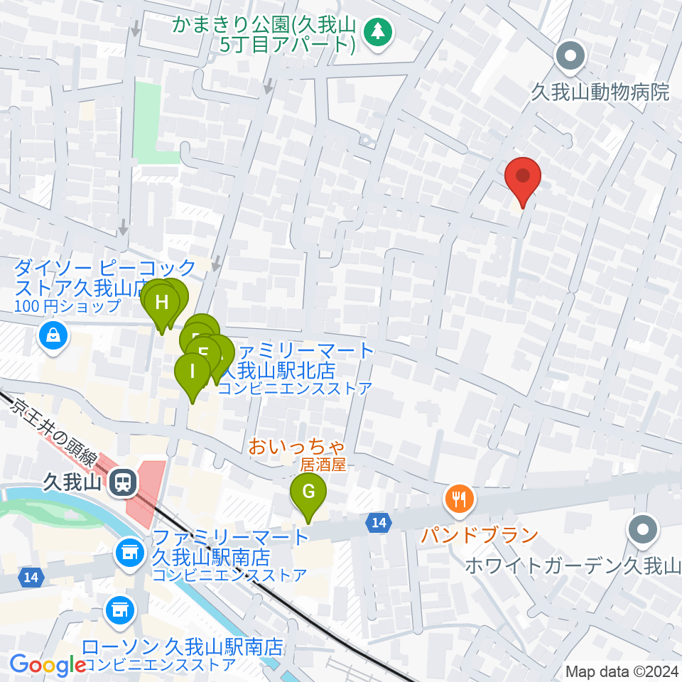 A-durバイオリン・チェロ教室周辺のファミレス・ファーストフード一覧地図