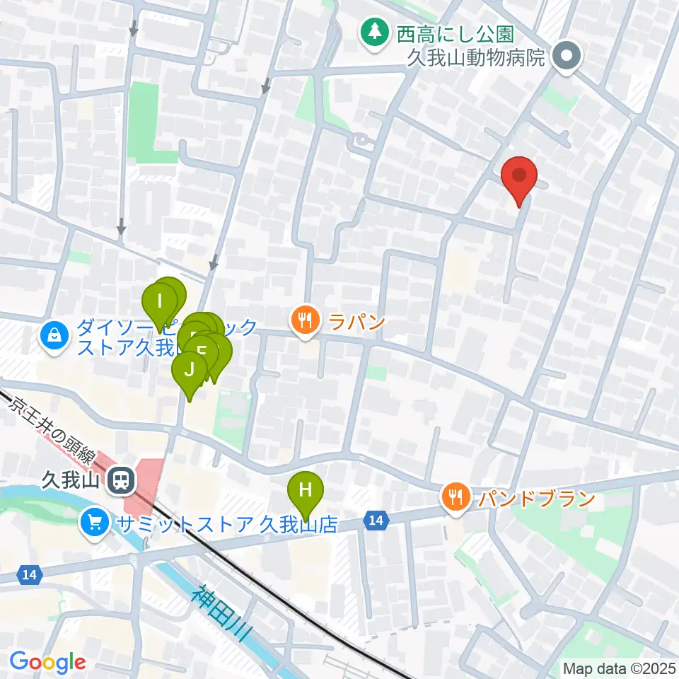 A-durバイオリン・チェロ教室周辺のファミレス・ファーストフード一覧地図