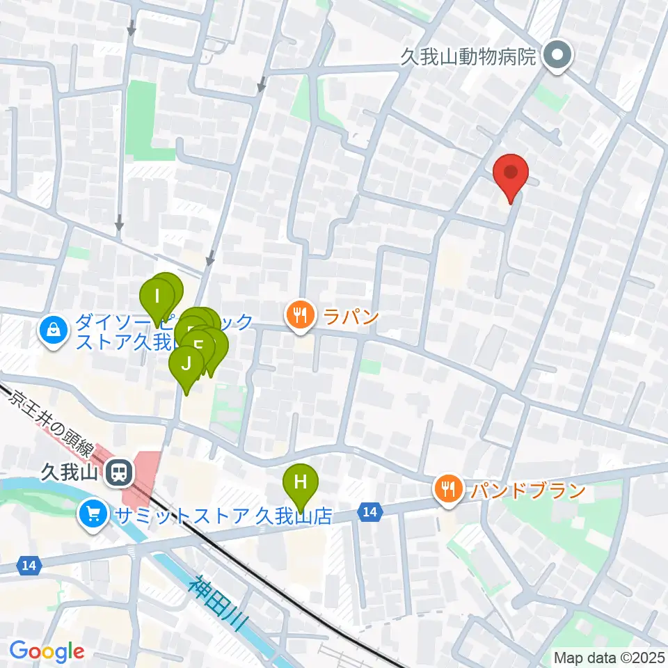 A-durバイオリン・チェロ教室周辺のファミレス・ファーストフード一覧地図