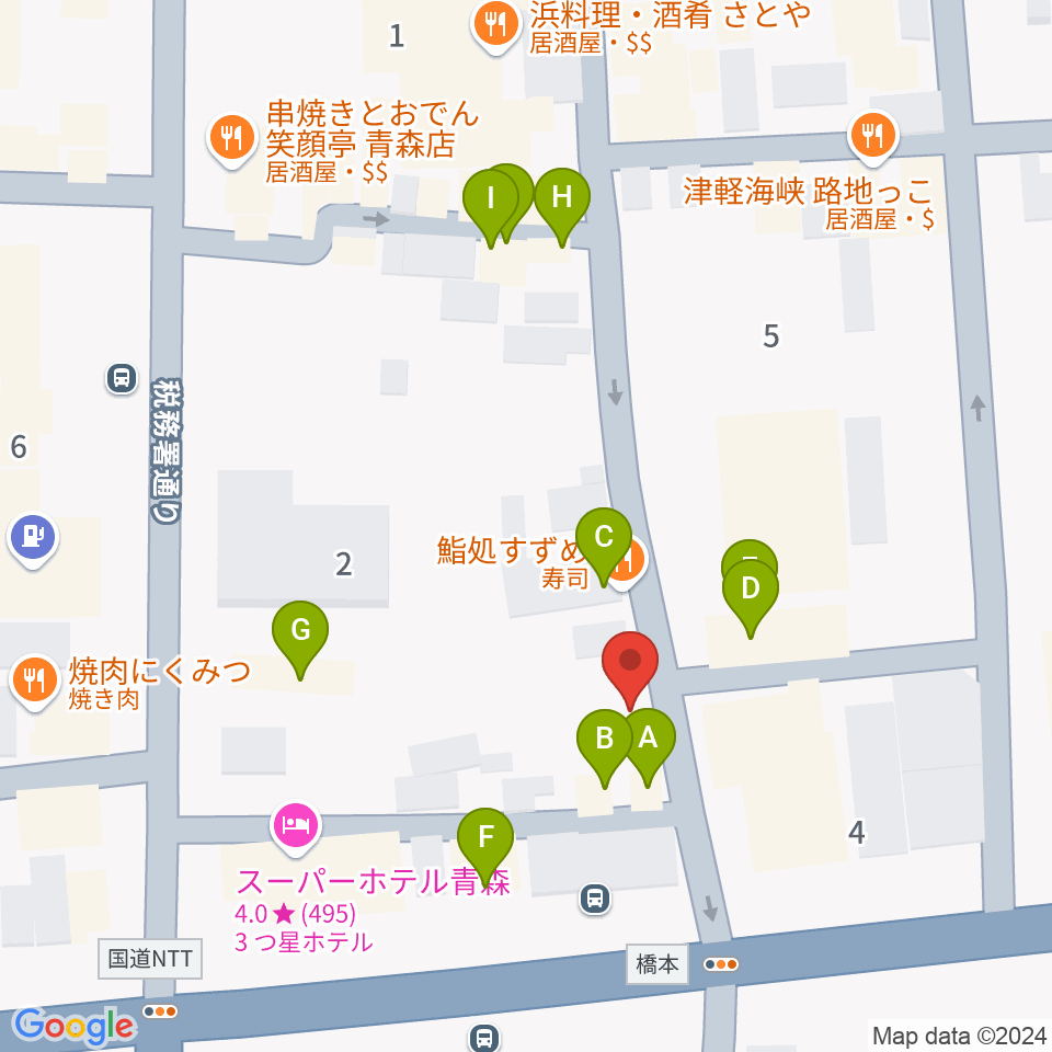 Bears青森周辺のファミレス・ファーストフード一覧地図