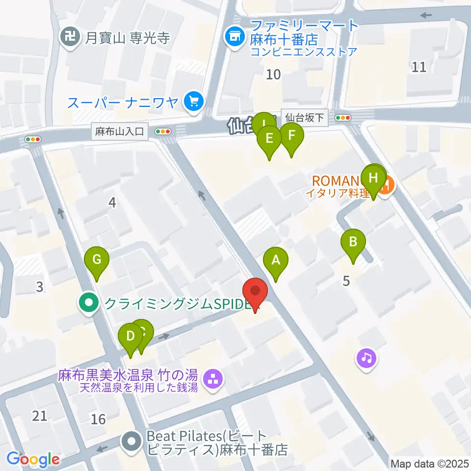 TOKYO麻布ミュージックセンター周辺のファミレス・ファーストフード一覧地図