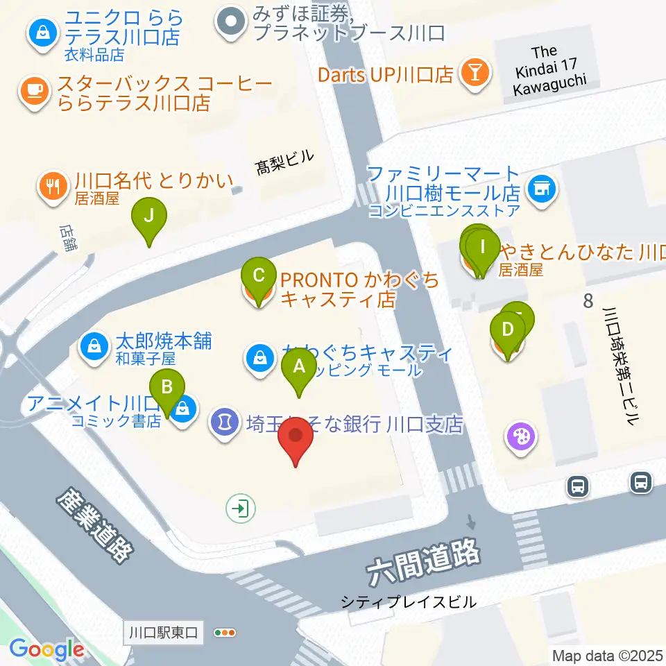 島村楽器 かわぐちキャスティ店周辺のファミレス・ファーストフード一覧地図