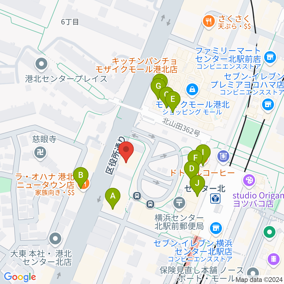 T-Music Yokohama周辺のファミレス・ファーストフード一覧地図