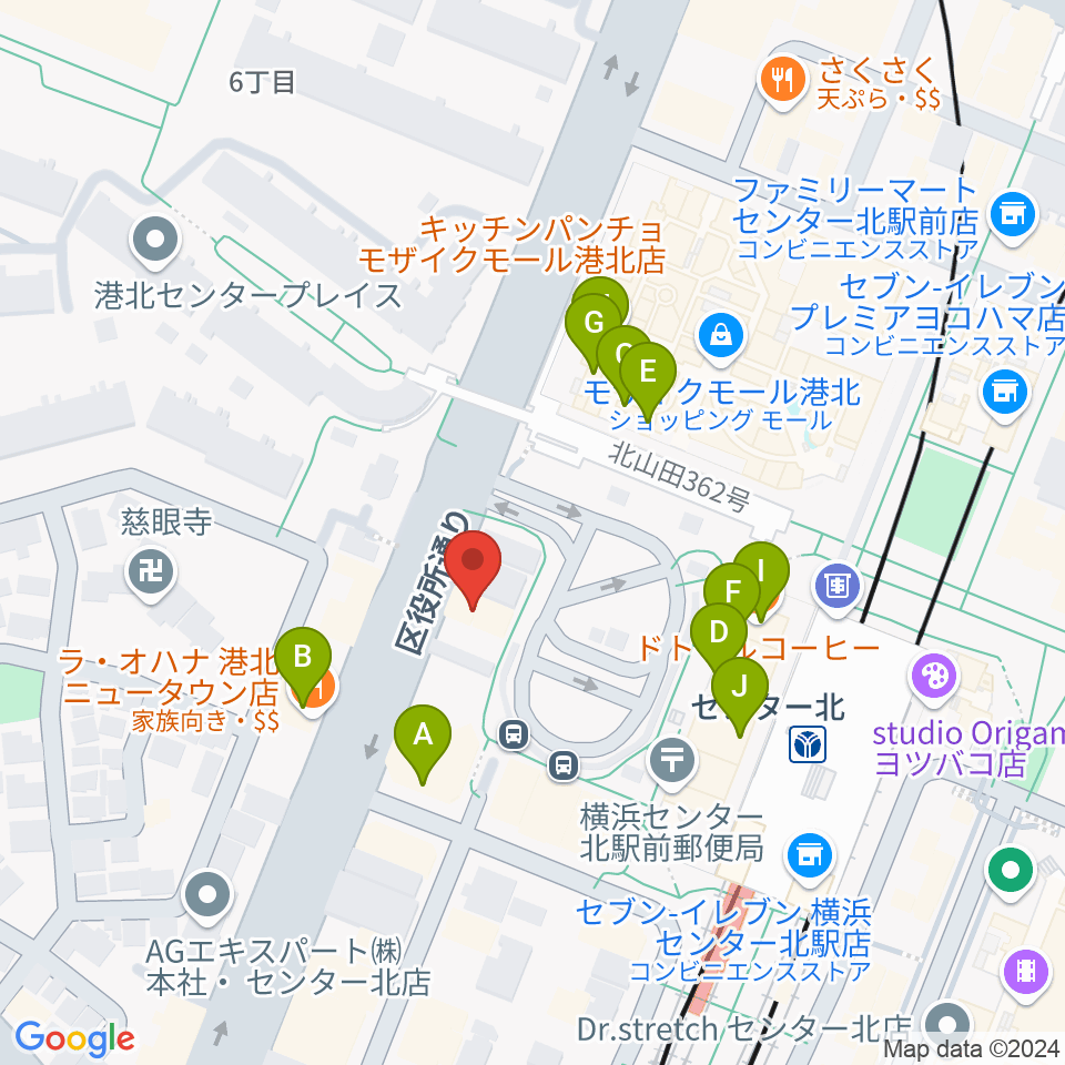 T-Music Yokohama周辺のファミレス・ファーストフード一覧地図