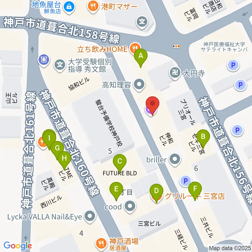 神戸三宮シアター・エートー周辺のファミレス・ファーストフード一覧地図