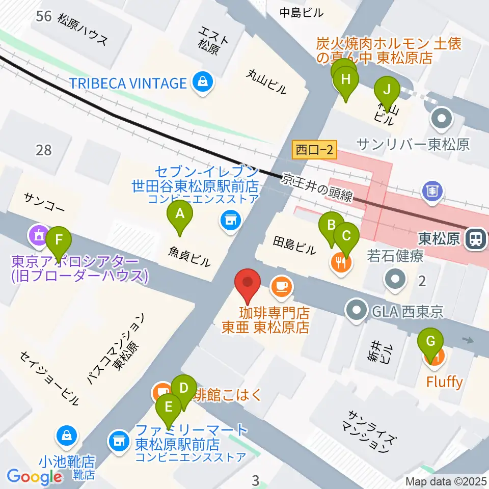 music studio MAYS周辺のファミレス・ファーストフード一覧地図
