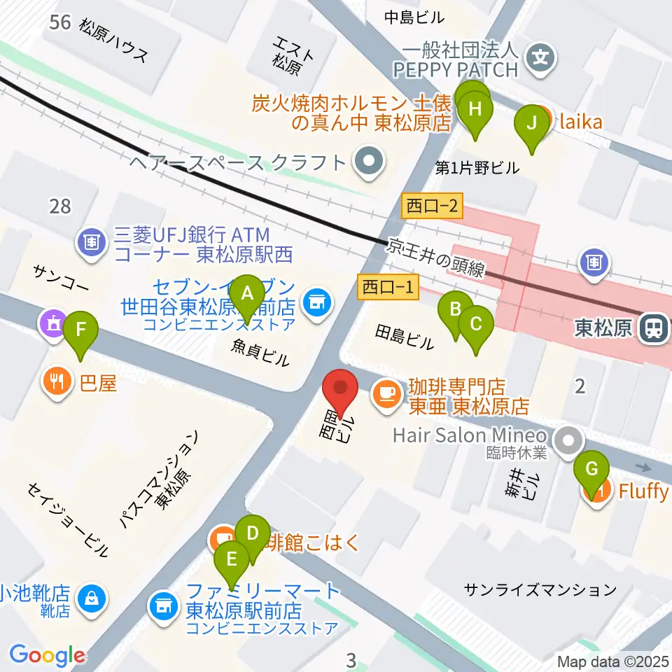 music studio MAYS周辺のファミレス・ファーストフード一覧地図