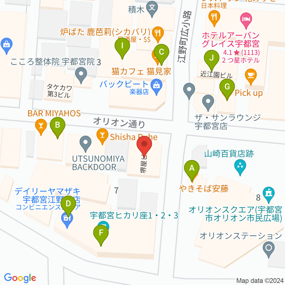 ミヤラジ 宇都宮コミュニティFM周辺のファミレス・ファーストフード一覧地図