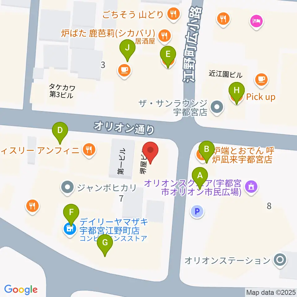 ミヤラジ 宇都宮コミュニティFM周辺のファミレス・ファーストフード一覧地図