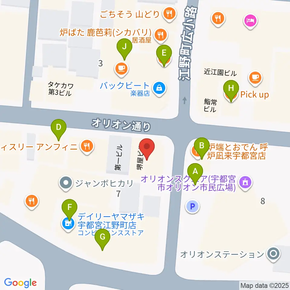ミヤラジ 宇都宮コミュニティFM周辺のファミレス・ファーストフード一覧地図