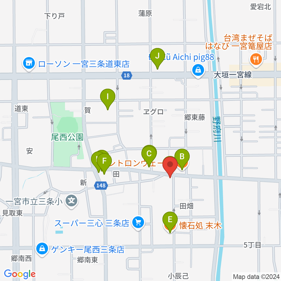 Guitar Shop SOUNDNINE周辺のファミレス・ファーストフード一覧地図