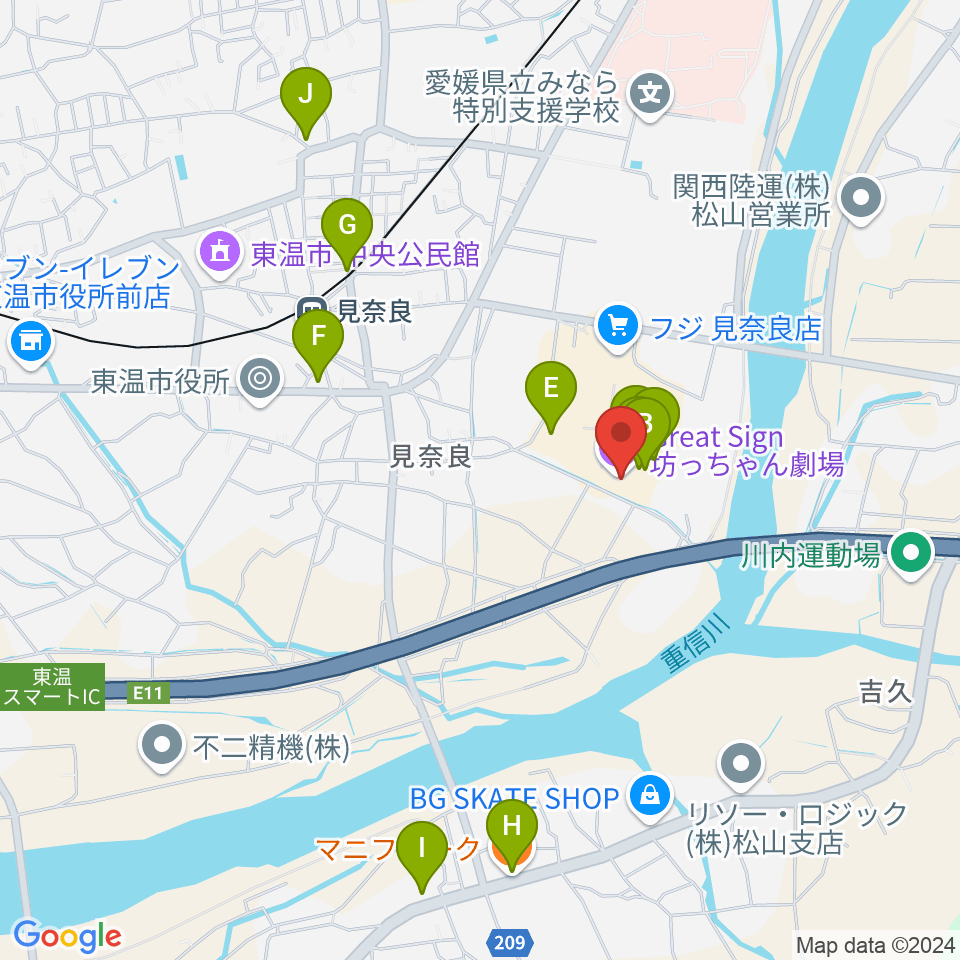 Great Sign 坊っちゃん劇場周辺のファミレス・ファーストフード一覧地図