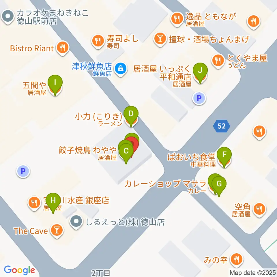 周南LIVE TAKU周辺のファミレス・ファーストフード一覧地図