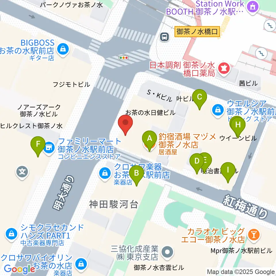 クロサワウインドお茶の水店周辺のファミレス・ファーストフード一覧地図