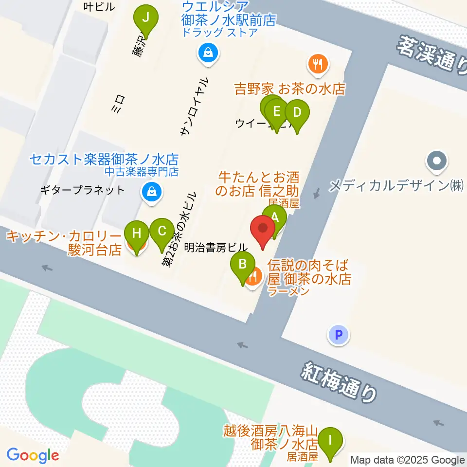 ＡＡＡイワタ楽器周辺のファミレス・ファーストフード一覧地図