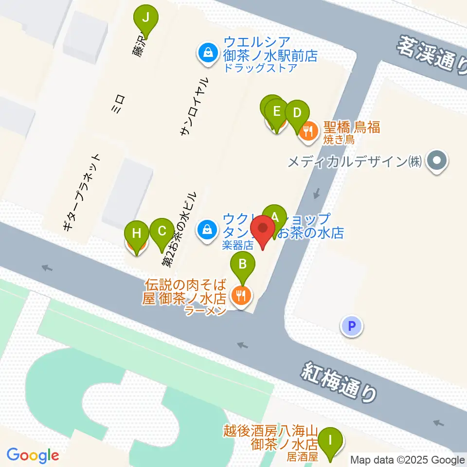 ＡＡＡイワタ楽器周辺のファミレス・ファーストフード一覧地図