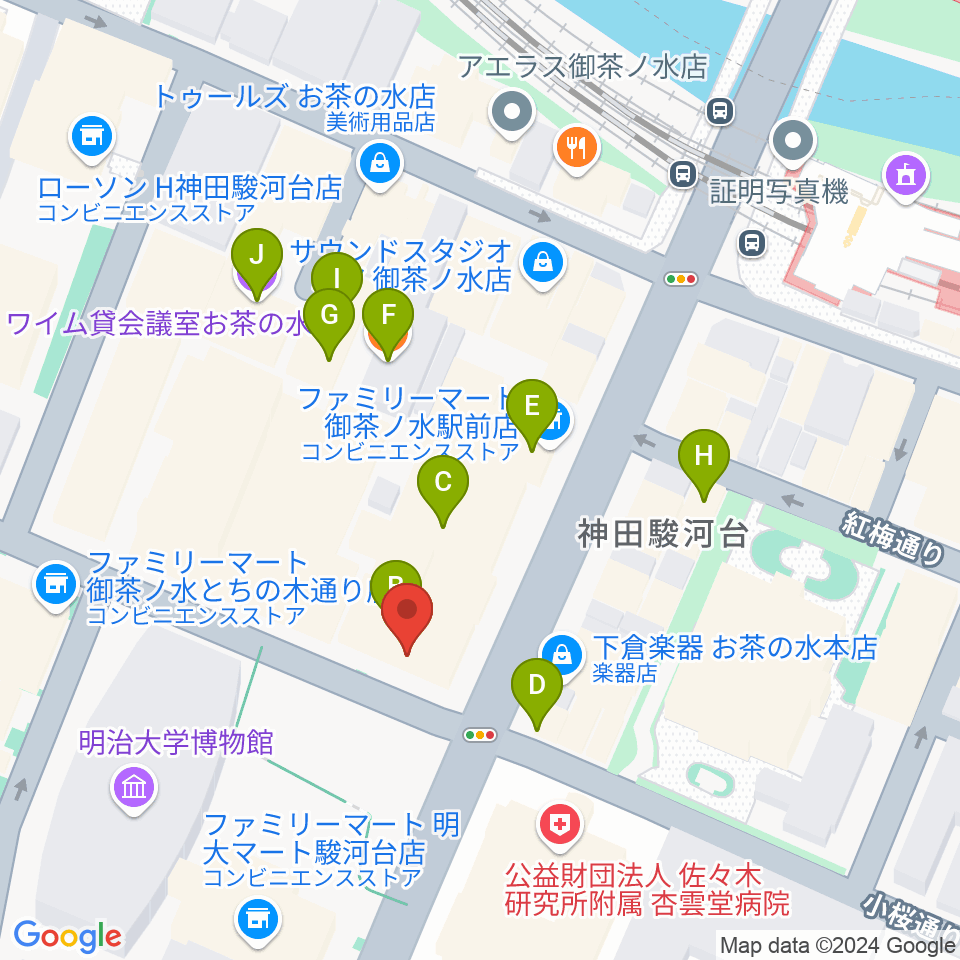 ディスクユニオン JazzTOKYO周辺のファミレス・ファーストフード一覧地図