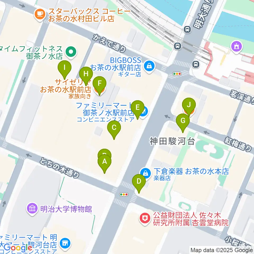 ディスクユニオン JazzTOKYO周辺のファミレス・ファーストフード一覧地図
