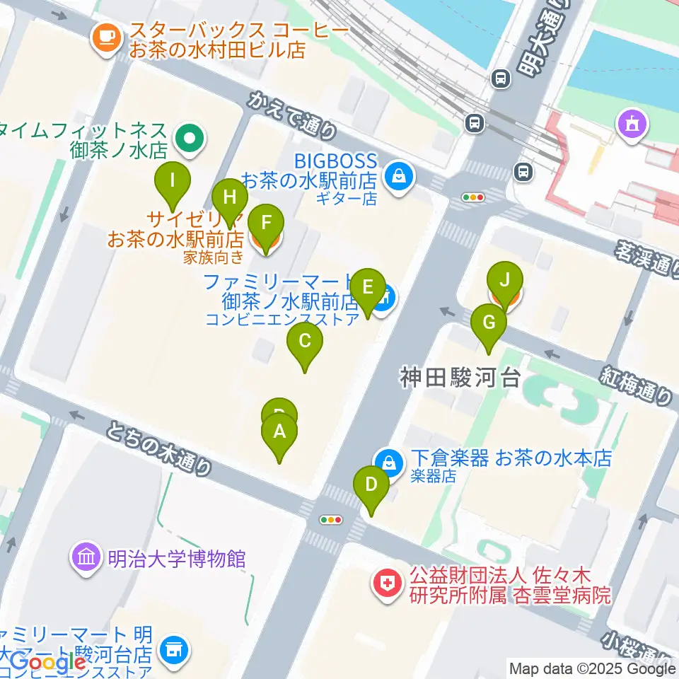 ディスクユニオン JazzTOKYO周辺のファミレス・ファーストフード一覧地図