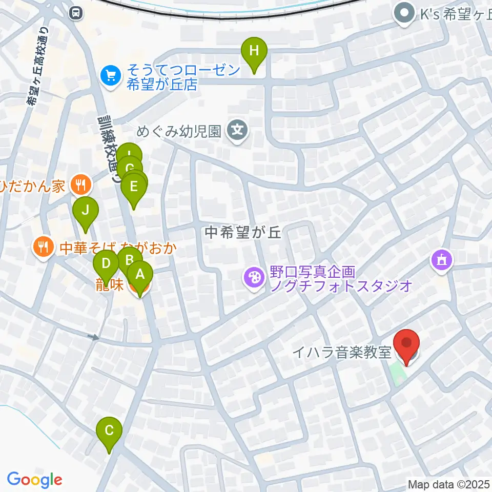 イハラ音楽教室周辺のファミレス・ファーストフード一覧地図