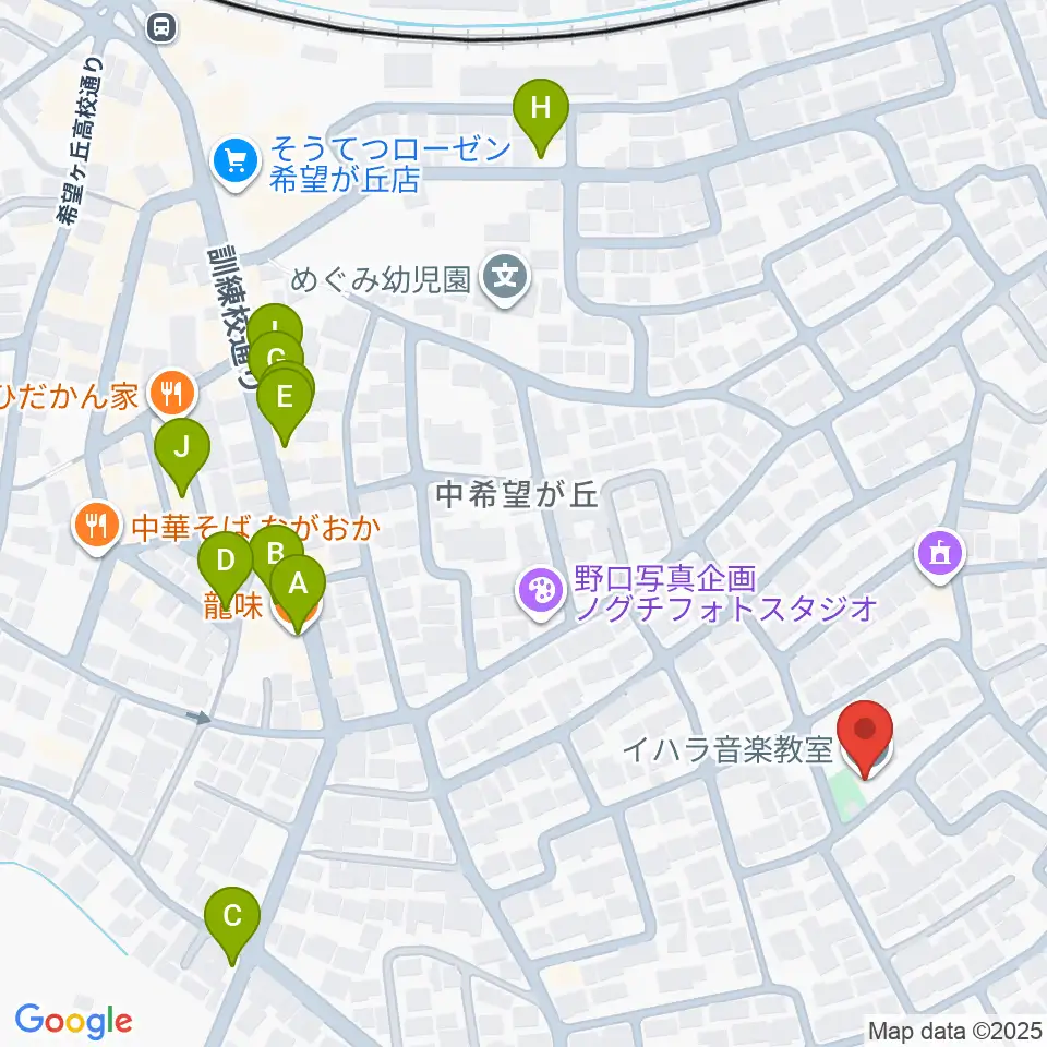イハラ音楽教室周辺のファミレス・ファーストフード一覧地図