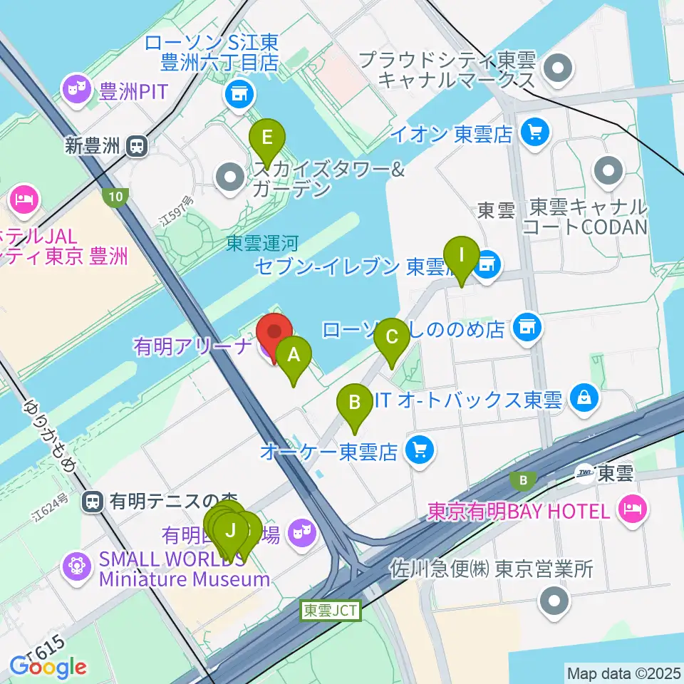有明アリーナ周辺のファミレス・ファーストフード一覧地図