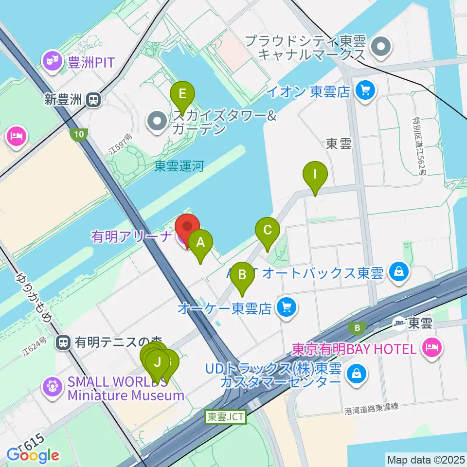 有明アリーナ周辺のファミレス・ファーストフード一覧地図