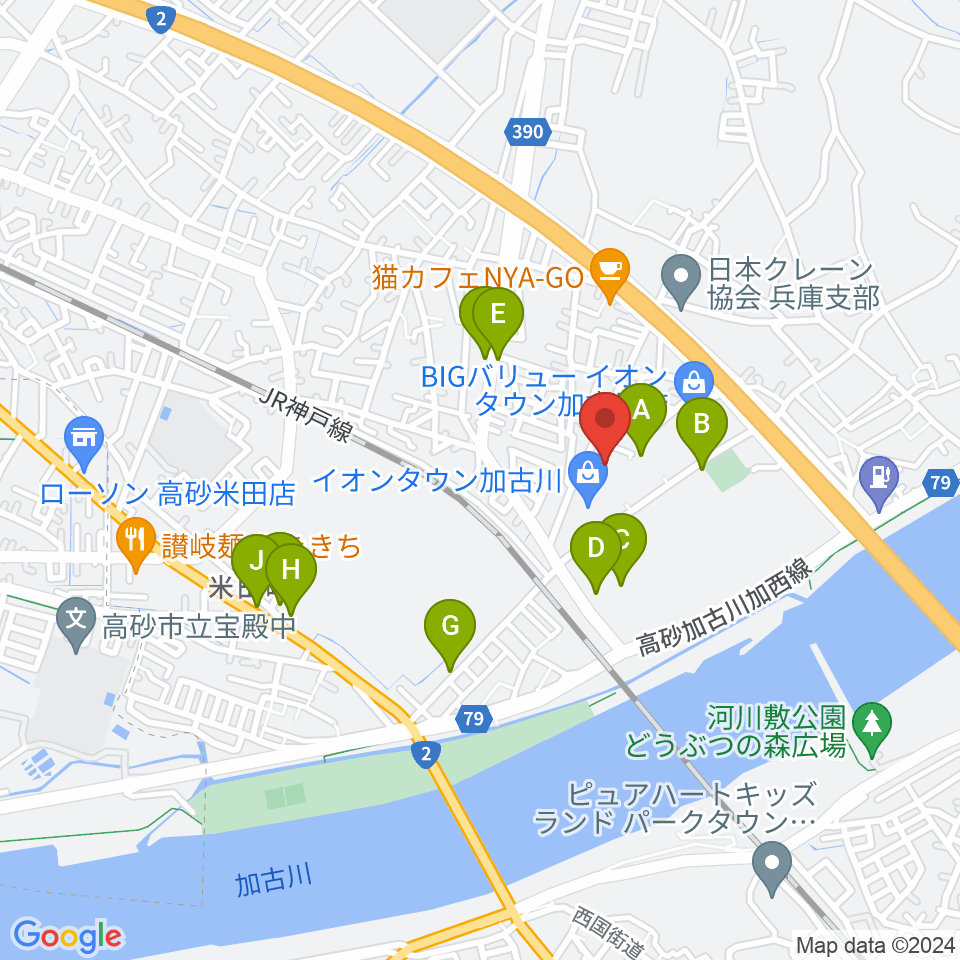 ブラウアー音楽練習場＆アカデミー周辺のファミレス・ファーストフード一覧地図