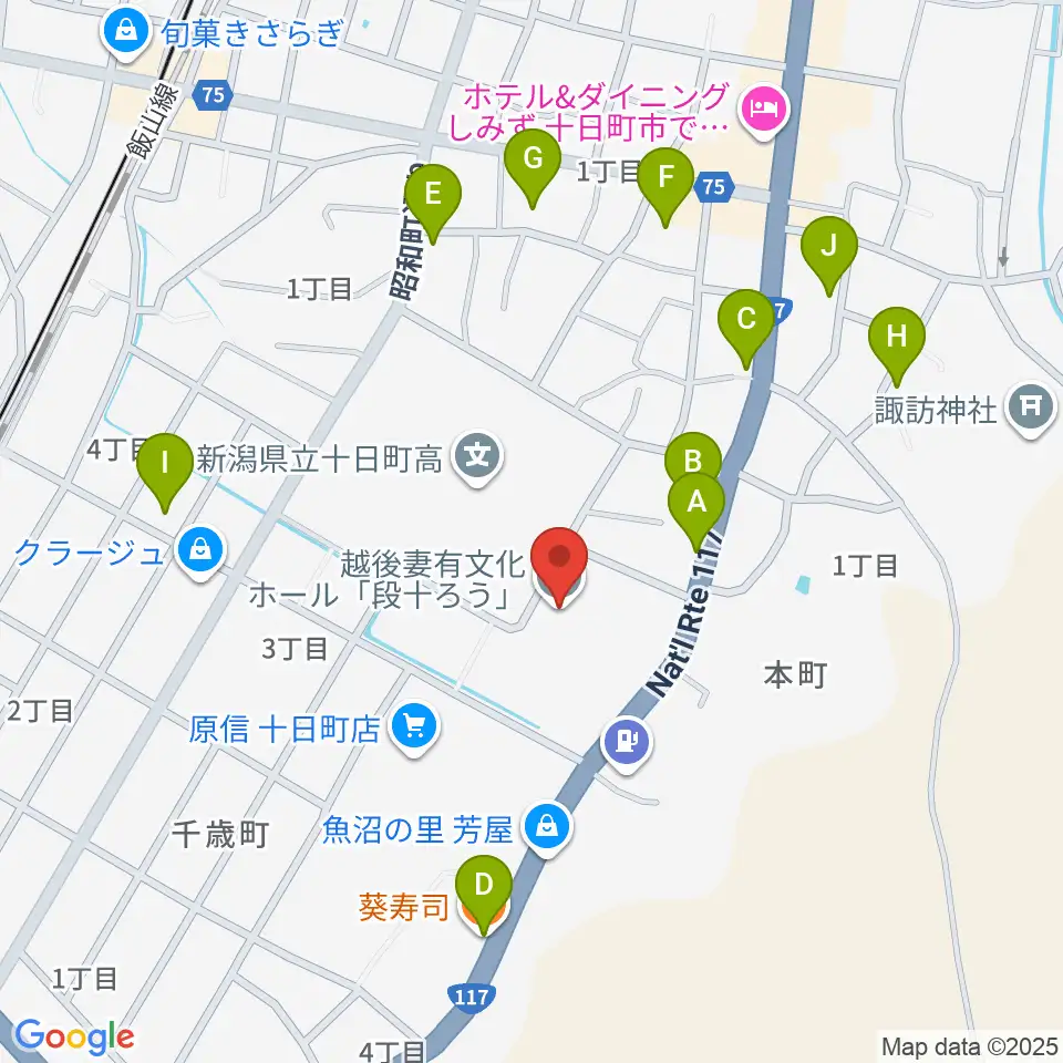 越後妻有文化ホール 段十ろう周辺のファミレス・ファーストフード一覧地図