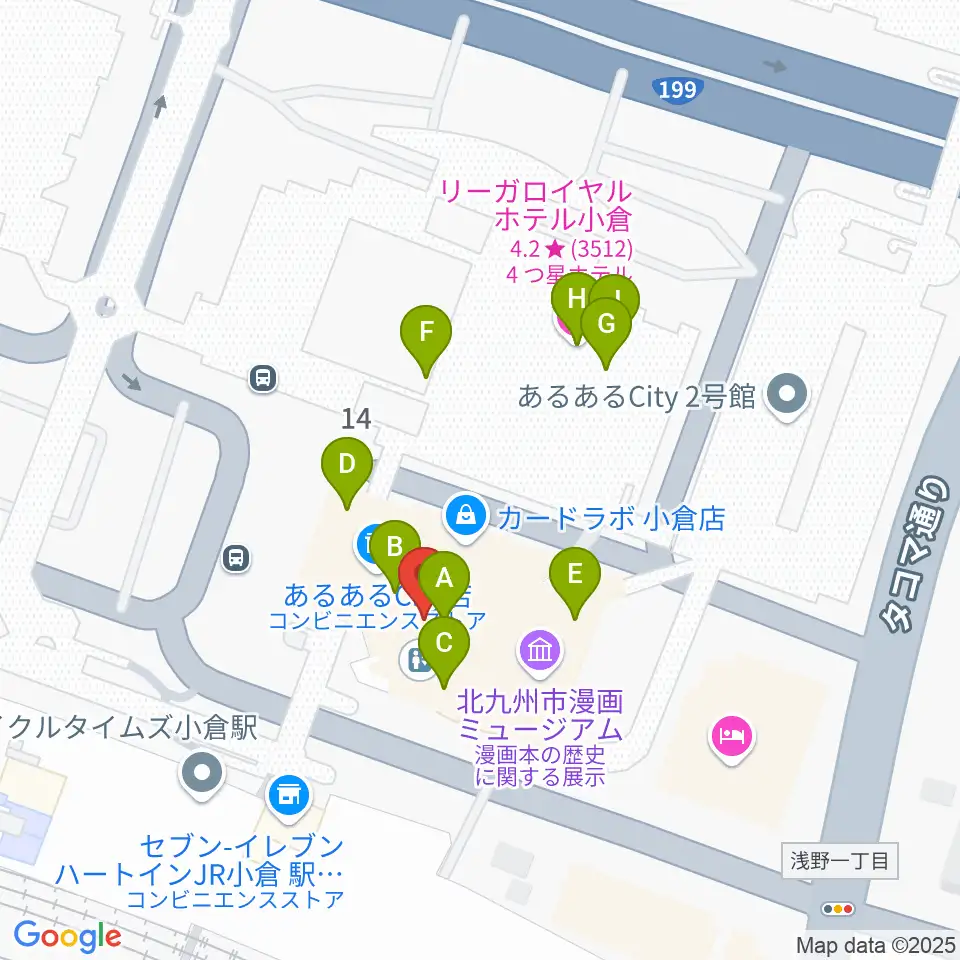 あるあるCity周辺のファミレス・ファーストフード一覧地図