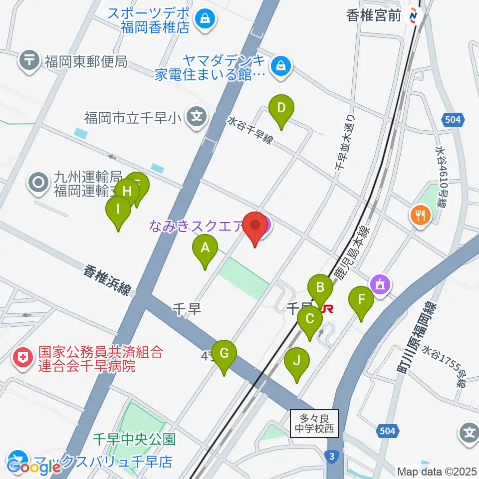 なみきスクエア・東市民センター周辺のファミレス・ファーストフード一覧地図