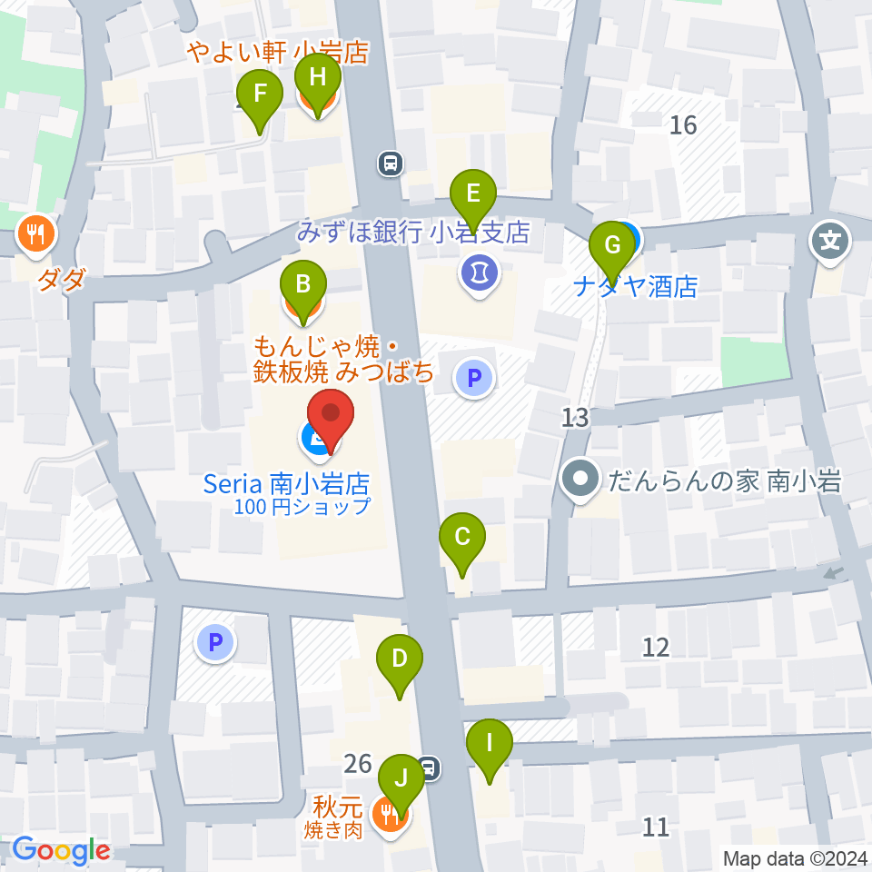 南小岩バッハザール周辺のファミレス・ファーストフード一覧地図