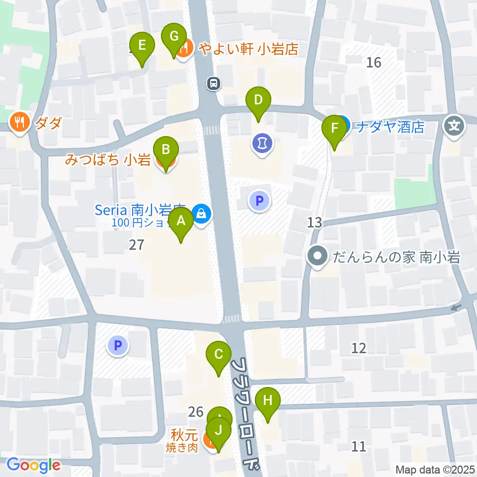 南小岩バッハザール周辺のファミレス・ファーストフード一覧地図