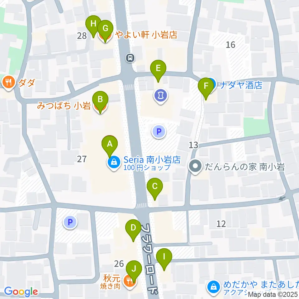南小岩バッハザール周辺のファミレス・ファーストフード一覧地図